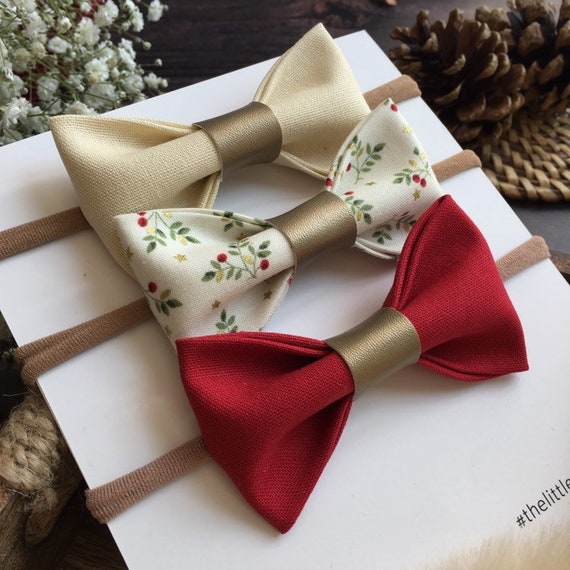 Beautiful Handmade Bows Festive Christmas Hairbows Red And Etsy