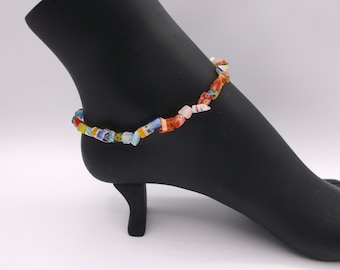 Bracelet de cheville en verre Millefiori