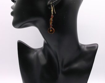 Boucles d'oreilles en verre brun