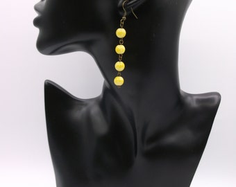 Boucles d’oreilles en perles de verre jaune