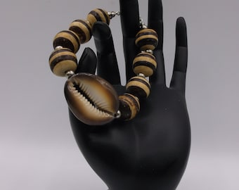 Bracelet coquillage cauri marron
