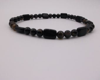 Bracelet de cheville en agate noire