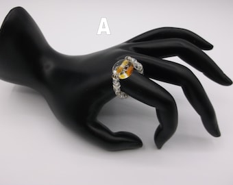 Bague en verre perlé - Transparent