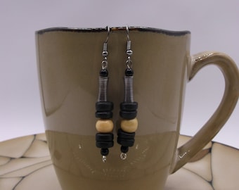 Boucles d’oreilles jaune noir et argent