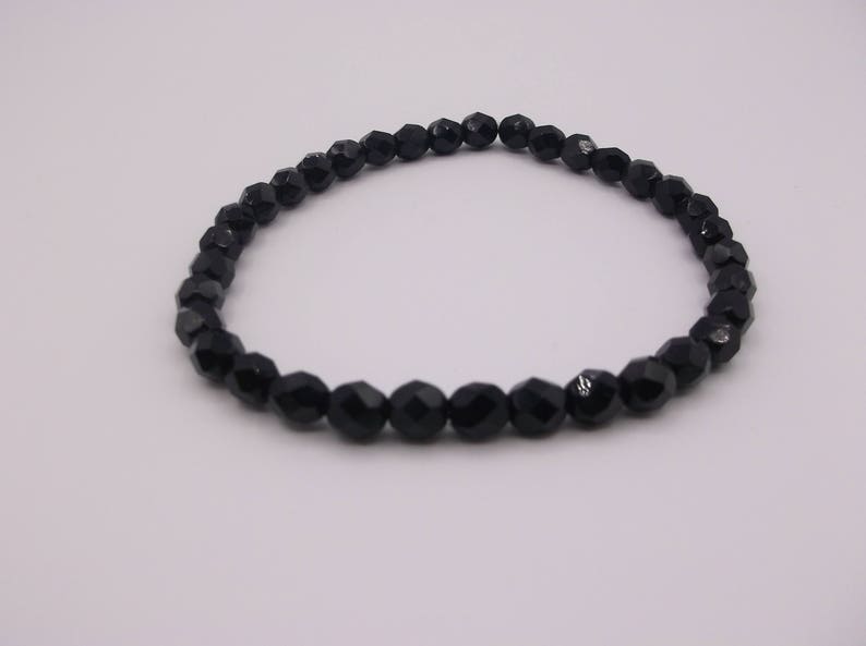 Black Crystal Bead Bracelet Etsy