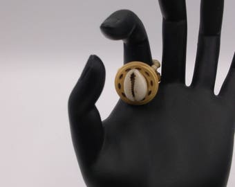 Cowrie Shell Button Top Ring