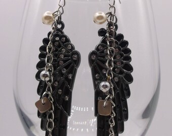 Black Angel Wing Earrings