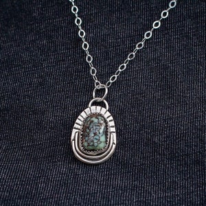 Poseidon Variscite Necklace, Sterling Silver Pendant, Gemstone Necklace, Variscite Jewelry, Handcrafted in the US, Minimalist Necklace