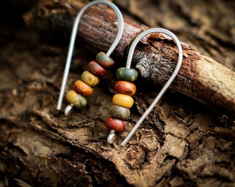 Landscape Jasper Earrings, Picture Jasper Earrings, Tiny Jasper Earrings, Red Creek Jasper Earrings, Silver Bead Jasper earrings