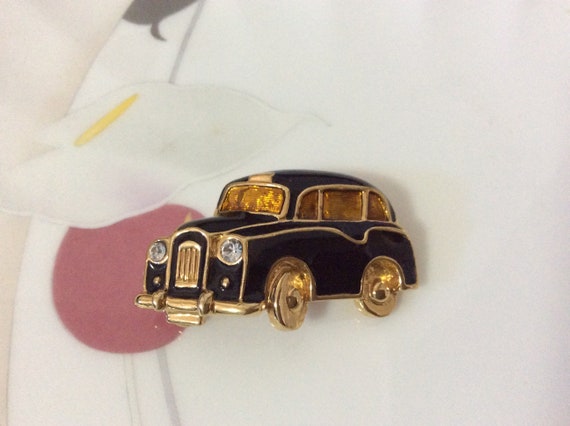 Ford Model T vehicle. 1960/'s pave rhinestone car brooch touring car automobile clear and black rhinestones