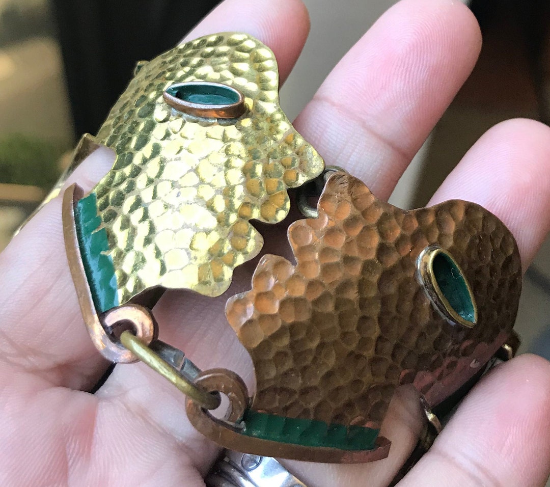 Stunning Vintage Casa Maya Copper Mixed Metal Statement Bracelet, Signed Mexico