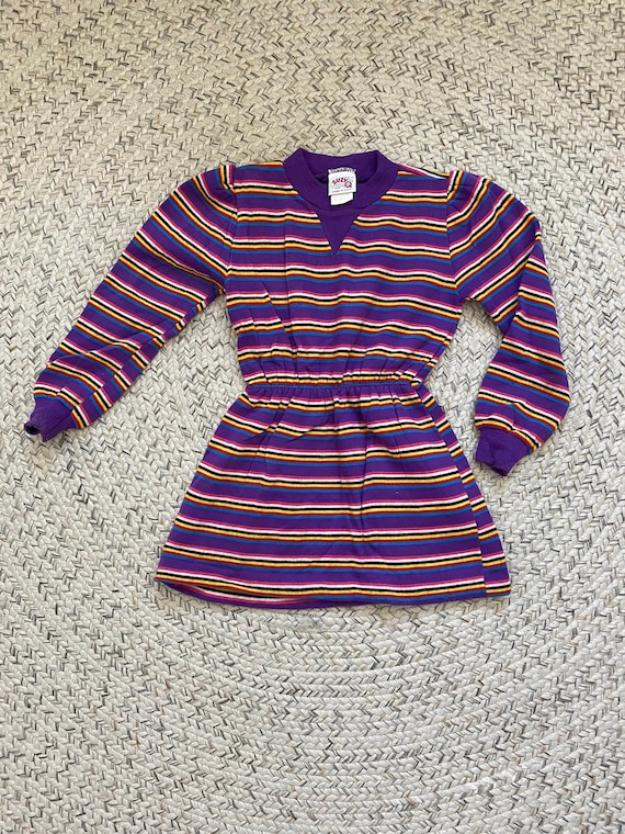 80s sweatshirt striped dress Suzy Q USA made vint… - image 1