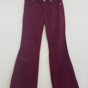 Czerwone jeansy Wrangler Bell Bottom z lat 60. – niski stan, sięgające bioder (rozmiar S) zdjęcie 3