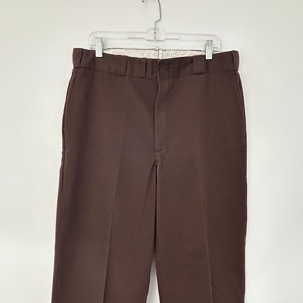 Vintage Dickies USA made 70s 80s brown rockabilly utility mechanic punk pants men's size 36 x 29/30