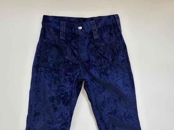 1960s crushed velvet Wrangler pants / Low rise hi… - image 1