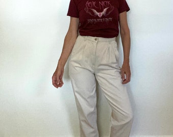 Cute high rise pleated front 90s tan pants vintage White Stag preppy khakis Womens size small 27waist size 5 6 USA