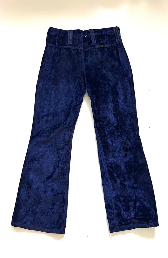 1960s crushed velvet Wrangler pants / Low rise hi… - image 2