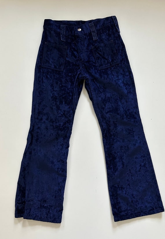 1960s crushed velvet Wrangler pants / Low rise hi… - image 7