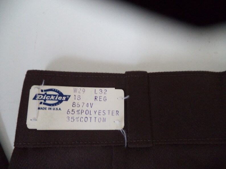 1970s 1980s high waist Dickies USA deadstock new with tags brown utility work mechanic rockabilly youth 18 XL women small 456 small 27 28