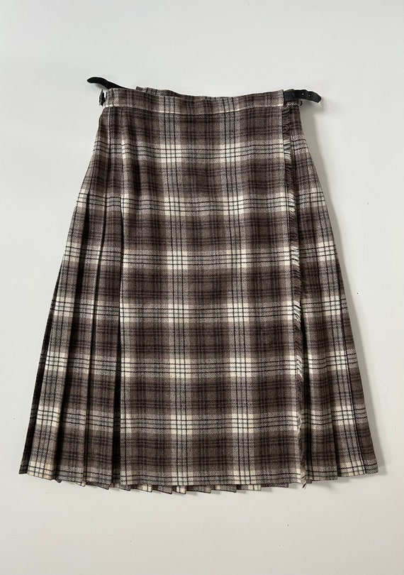 70s 80s neutral plaid pure new wool skirt Vintage… - image 8