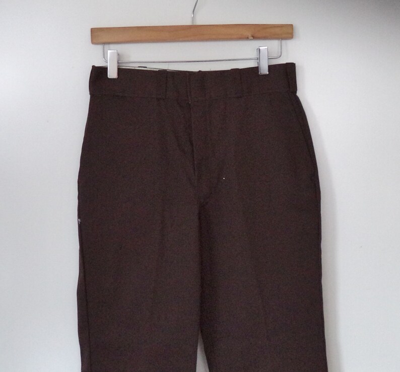 1970s 1980s high waist Dickies USA deadstock new with tags brown utility work mechanic rockabilly youth 18 XL women small 456 small 27 28
