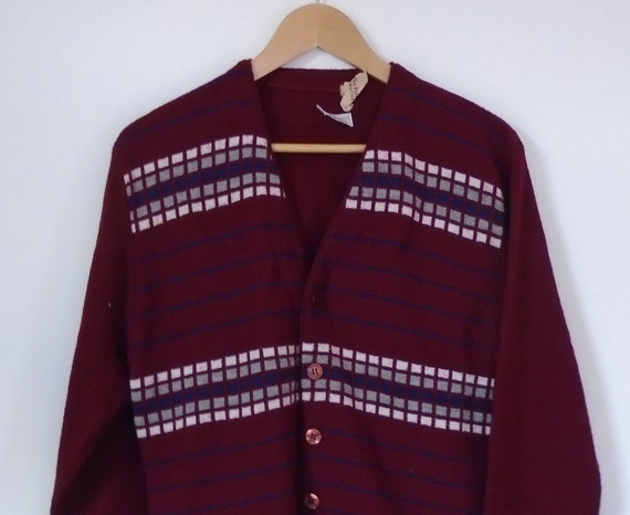 50s 60s mens cardigan mod vintage striped geometri
