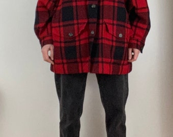 red plaid wool jacket