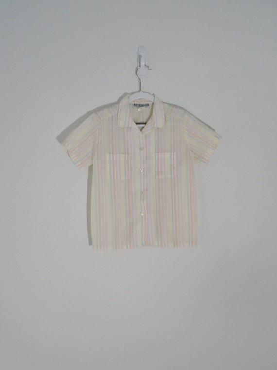 70s 80s Girls rainbow pastel striped retro vintag… - image 3