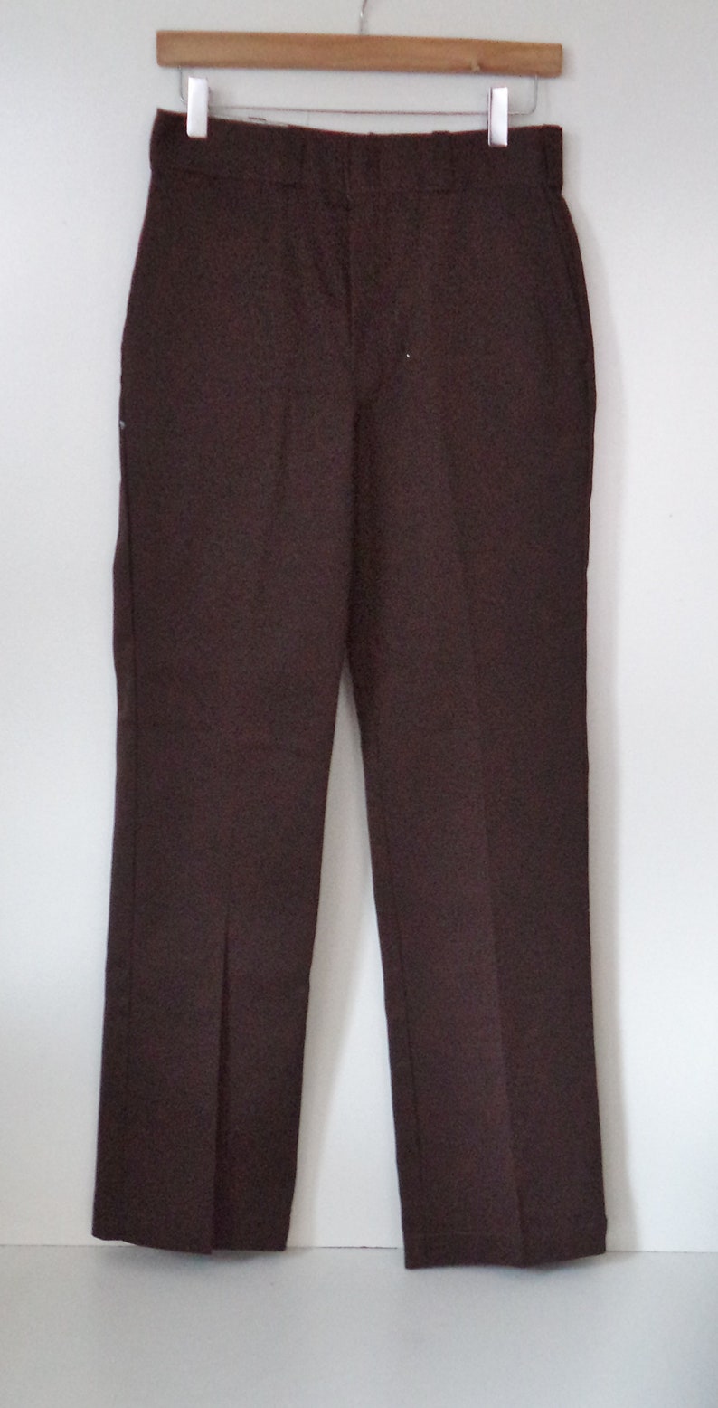 1970s 1980s high waist Dickies USA deadstock new with tags brown utility work mechanic rockabilly youth 18 XL women small 456 small 27 28