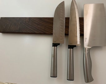 Walnut Magnetic Knife Holder. Magnetic Knife Rack, Kitchen Knife Storage