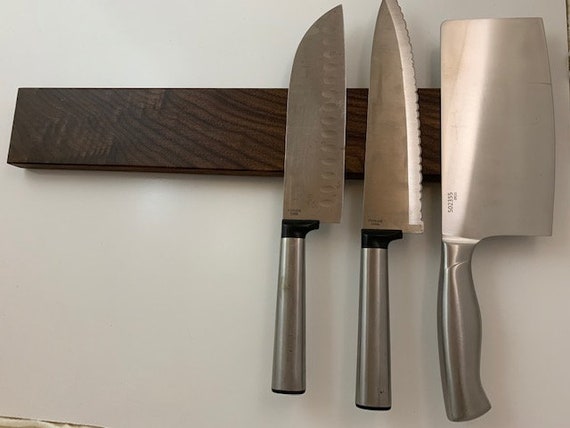 Walnut Magnetic Knife Holder. Magnetic Knife Rack, Kitchen Knife Storage