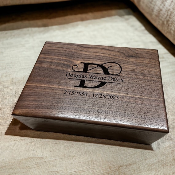 Wooden keepsake box, Custom Engraved Wood Box, Walnut Keepsake Box, Personalized Wooden Box, Mens Jewelry Box, Retirement Box.