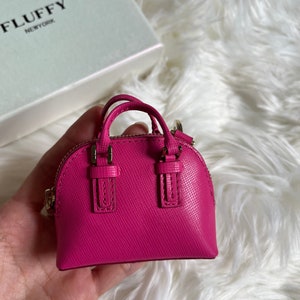 Mini porte-clés de sac à main en cuir pour femme - Jolie breloque porte-clés de sac à main, porte-clés de sac en cuir véritable, cadeau pour elle, accessoire de sac