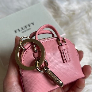 Mini porte-clés de sac à main en cuir pour femme - Jolie breloque porte-clés de sac à main, porte-clés de sac en cuir véritable, cadeau pour elle, accessoire de sac