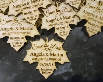 Rustic Save the Date Magnets Engraved Wood Heart Personalised | Etsy UK