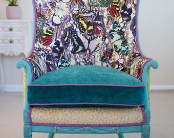 Jean Paul Gaultier Vintage Grosfeld Hollywood Regency Butterfly Glam Maximalist Chair