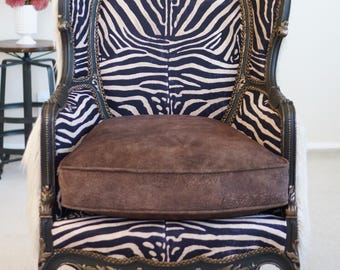 Custom Listing For Christina - French Zebra Wingback Chair