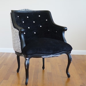 Celtic French Provincial Black and White Tufted Chair - SOLD/Custom Order Only