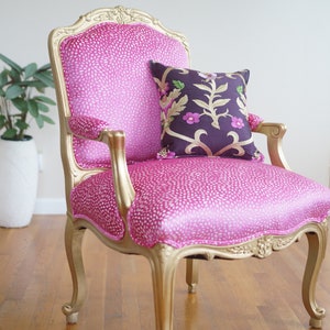 Vintage French Provincial Style Gold Chair With Pink Sorbet Textured Velvet - SOLD/Custom Order Only