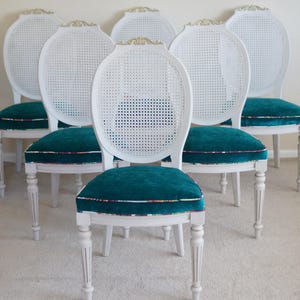 Custom Listing For Mimi - French Louis XVI Cane Back White Dining Chairs