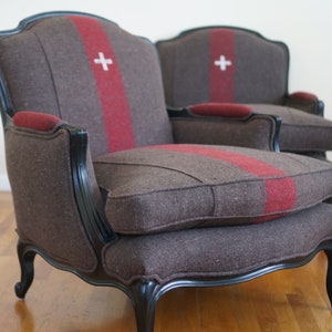 Swiss Army Blanket French Bergere Chairs Set - SOLD/Custom Order Only