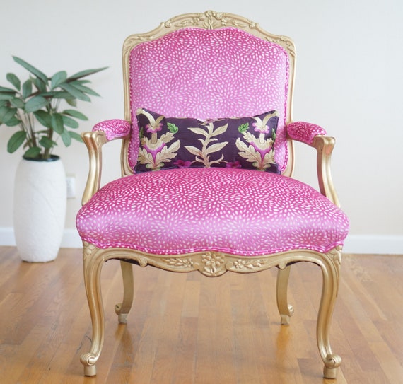 Vintage French Provincial Style Gold Chair With Pink Sorbet Textured Velvet Sold custom Order Only Etsy UK
