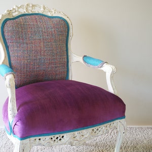 Vintage Victorian Armchair Fuchsia/Teal - SOLD/Custom Order Only