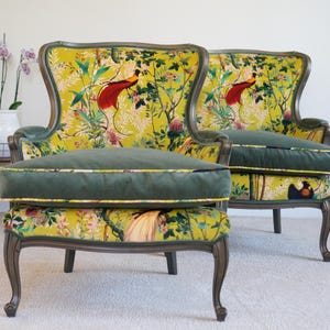 Royal Garden French Vintage Winged Style Bergere Chairs - SOLD/Custom Order Only