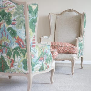 Chinoiserie French Louis XV Style Wingback Bergere Chairs - Custom Order Only