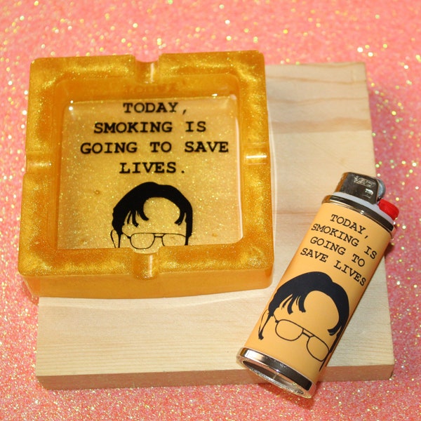 Dwight Schrute Gift, The Office, Smoking Accessories, Ashtray Lighter Gift,  Stoner Gifts, bears beets battlestar galactica