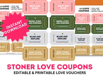 Buoni sconto personalizzati, buoni sconto modificabili adatti al 420 per l'anniversario di una coppia di fumatori