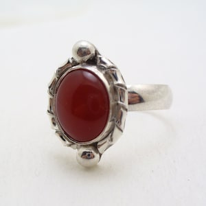 Carnelian Sterling Silver Solitaire Ring by SmithSilver Size 9