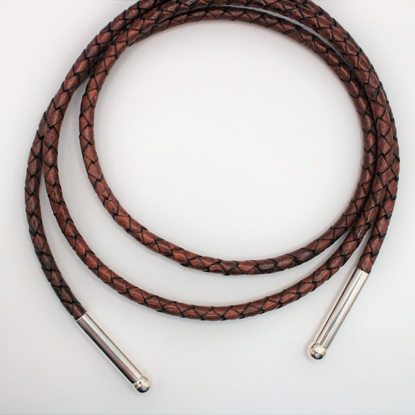 Bolo Chord Replacement with Upgrade to Sterling Silver Tips and High Grade Leather for 5mm Cords