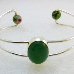 Aventurine Cuff Bracelet in Sterling Silver by SmithSilver